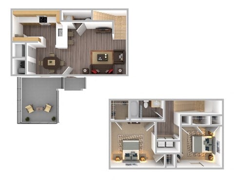 Floor plan for 2 beds, 1.5 baths, 1020 sqft